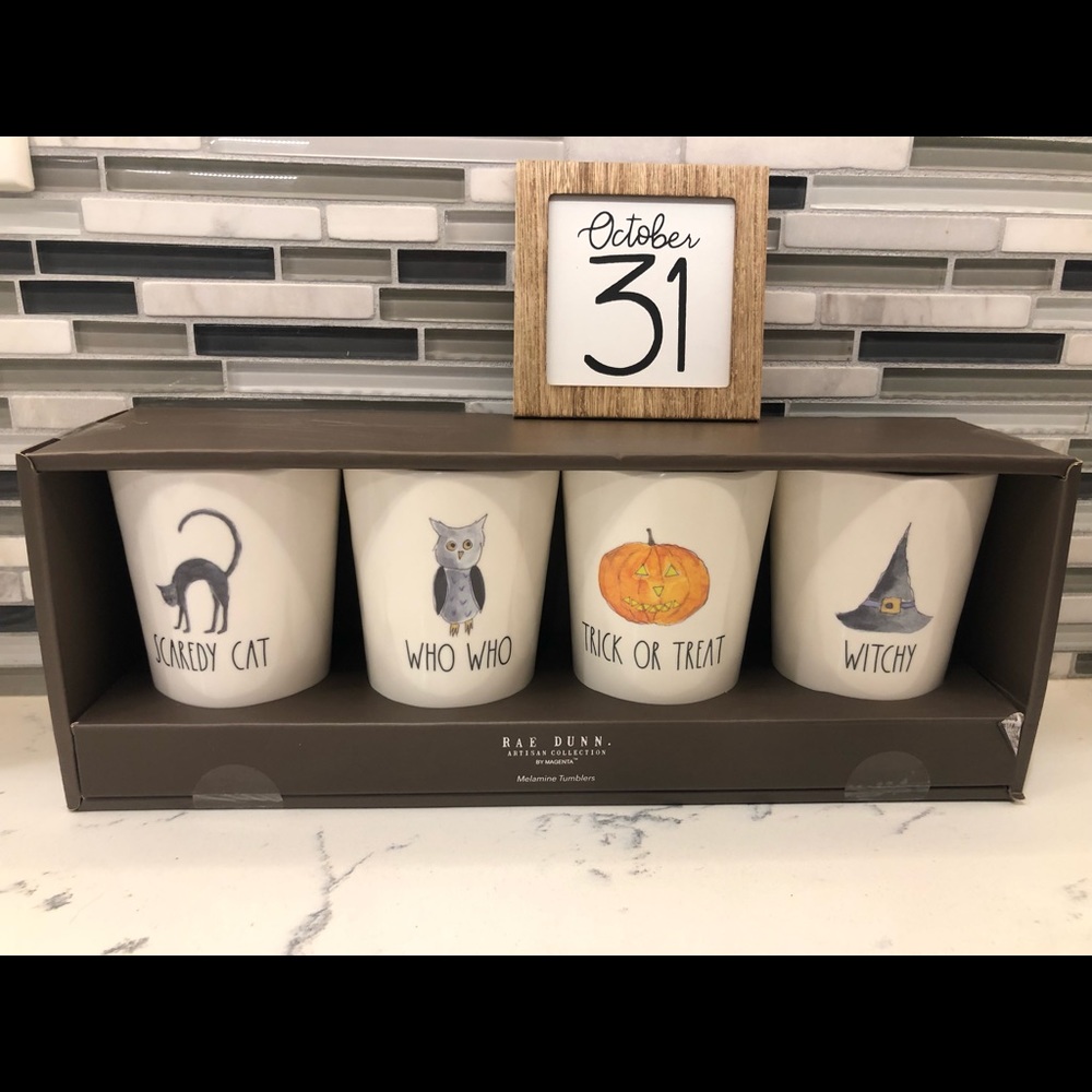 Rae Dunn Halloween cup tumbler SET of FOUR